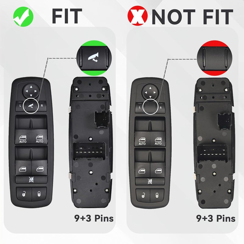 RLP Driver Side Master Power Window Switch 9 Pins + 3Pins Compatible with 2012-2015 17-19 Dodge Grand Caravan 2013-2015 Ram 1500 2500 2015 Ram 3500 2012-2015 Town&Country Replaces# 68110867AB 68110867AA - Image 4